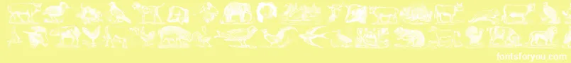 Czcionka AnimalsOldCuts – białe czcionki na żółtym tle
