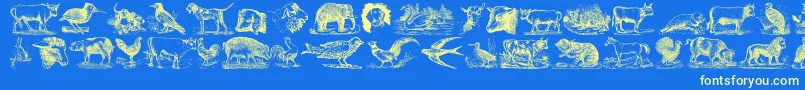 Czcionka AnimalsOldCuts – żółte czcionki na niebieskim tle