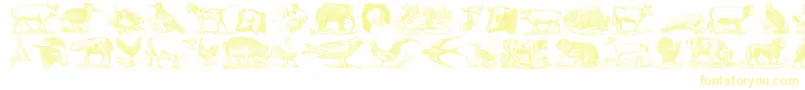 Czcionka AnimalsOldCuts – żółte czcionki na białym tle
