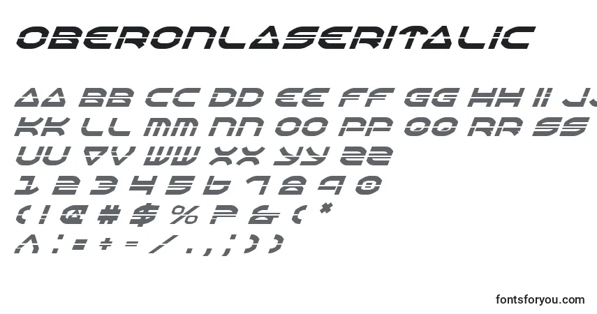 A fonte OberonLaserItalic – alfabeto, números, caracteres especiais