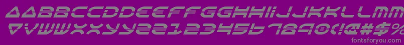 フォントOberonLaserItalic – 紫の背景に灰色の文字