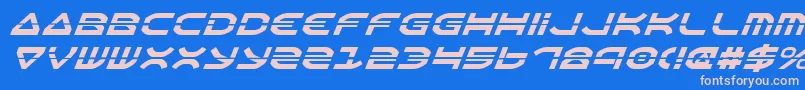 フォントOberonLaserItalic – ピンクの文字、青い背景