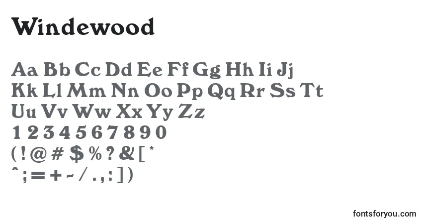 Czcionka Windewood – alfabet, cyfry, specjalne znaki