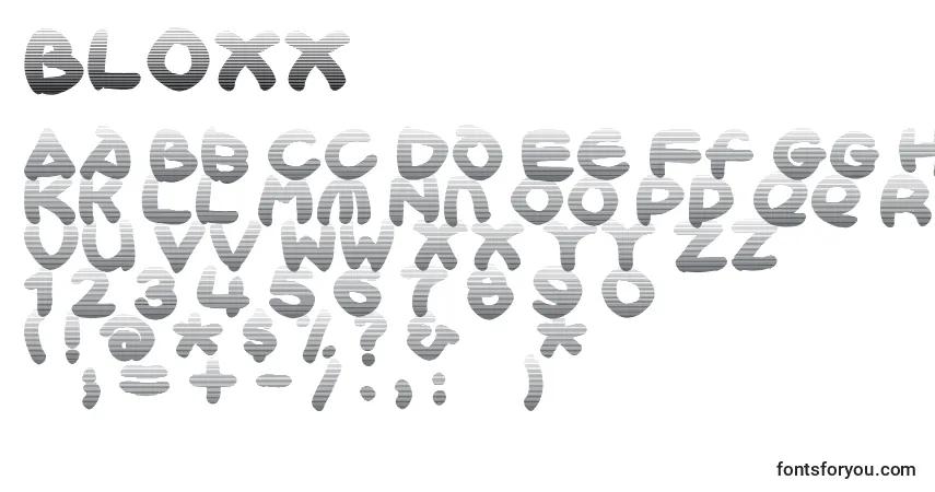 A fonte Bloxx – alfabeto, números, caracteres especiais