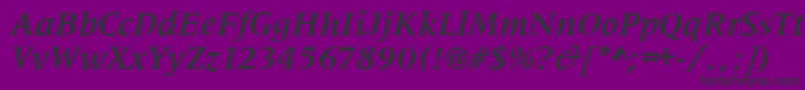 MetaphorBolditalic-fontti – mustat fontit violetilla taustalla