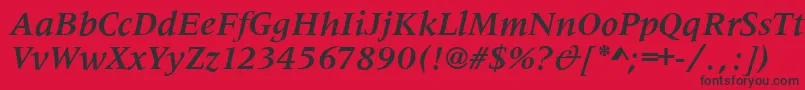 フォントMetaphorBolditalic – 赤い背景に黒い文字