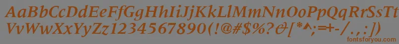 MetaphorBolditalic-Schriftart – Braune Schriften auf grauem Hintergrund