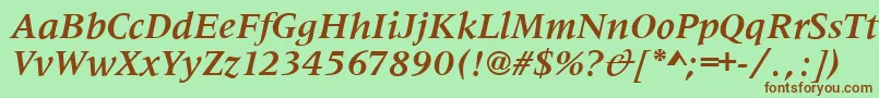 MetaphorBolditalic-fontti – ruskeat fontit vihreällä taustalla