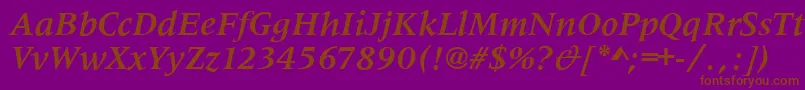 Шрифт MetaphorBolditalic – коричневые шрифты на фиолетовом фоне