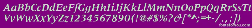 MetaphorBolditalic Font – Green Fonts on Purple Background