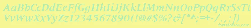 MetaphorBolditalic Font – Green Fonts on Yellow Background