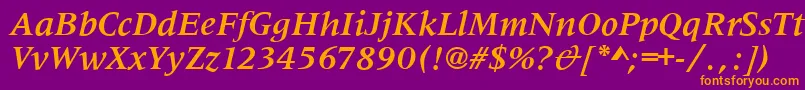 MetaphorBolditalic Font – Orange Fonts on Purple Background