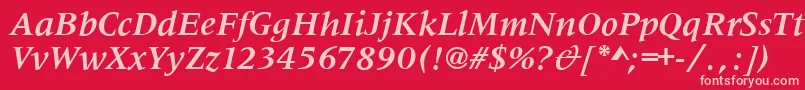 Шрифт MetaphorBolditalic – розовые шрифты на красном фоне