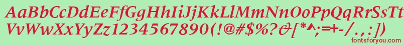 Шрифт MetaphorBolditalic – красные шрифты на зелёном фоне