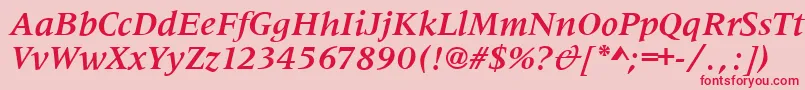 MetaphorBolditalic-Schriftart – Rote Schriften auf rosa Hintergrund