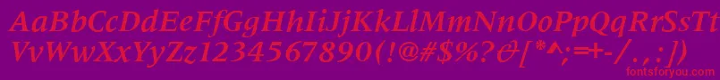 Czcionka MetaphorBolditalic – czerwone czcionki na fioletowym tle