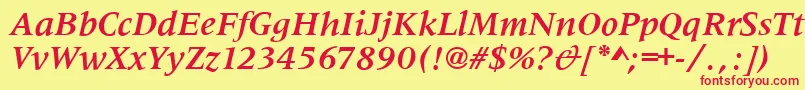 MetaphorBolditalic Font – Red Fonts on Yellow Background