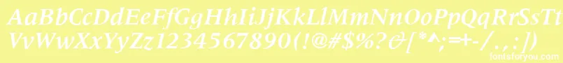 フォントMetaphorBolditalic – 黄色い背景に白い文字