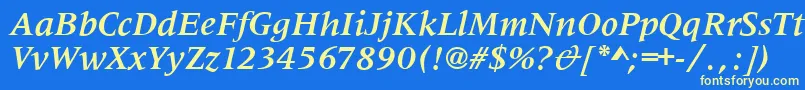 フォントMetaphorBolditalic – 黄色の文字、青い背景