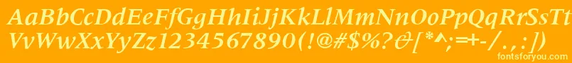 フォントMetaphorBolditalic – オレンジの背景に黄色の文字