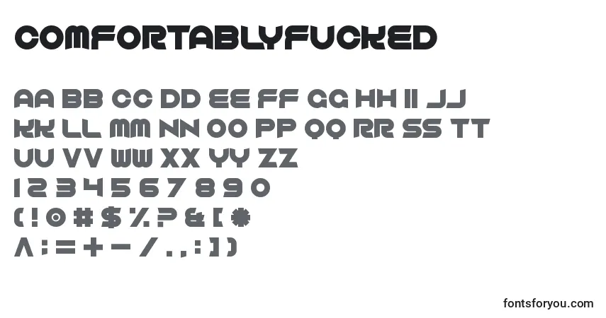 Шрифт ComfortablyFucked – алфавит, цифры, специальные символы