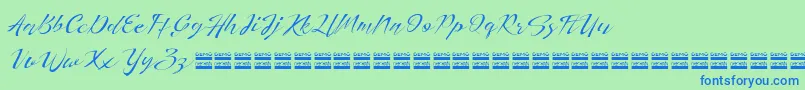 HerdreyDemo-Schriftart – Blaue Schriften auf grünem Hintergrund