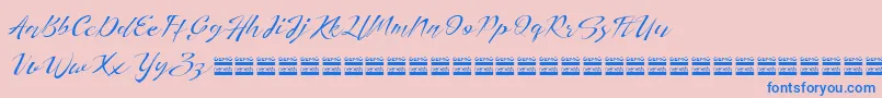 HerdreyDemo-Schriftart – Blaue Schriften auf rosa Hintergrund