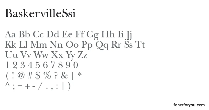 Czcionka BaskervilleSsi – alfabet, cyfry, specjalne znaki