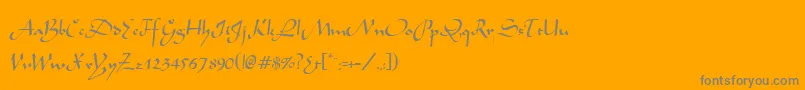 MochaNormal-Schriftart – Graue Schriften auf orangefarbenem Hintergrund