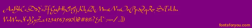 MochaNormal-Schriftart – Orangefarbene Schriften auf violettem Hintergrund