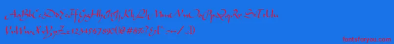 MochaNormal Font – Red Fonts on Blue Background