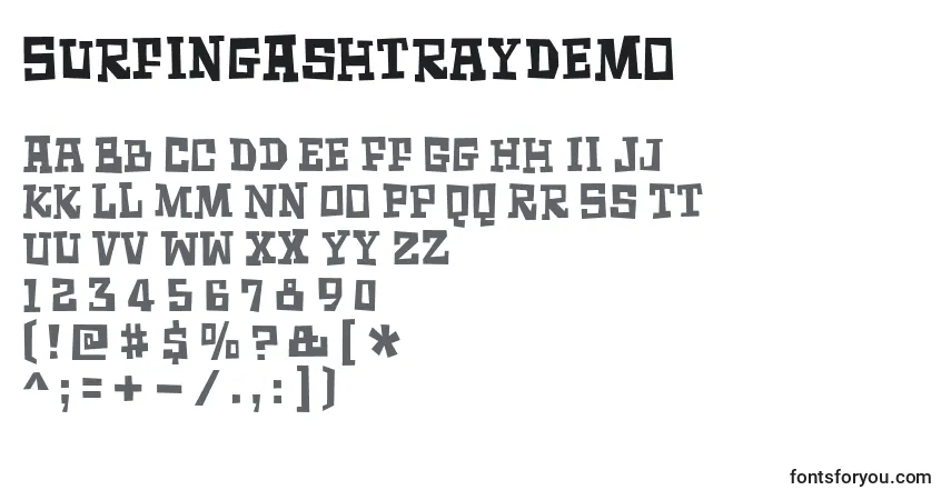 Schriftart SurfingAshtrayDemo – Alphabet, Zahlen, spezielle Symbole