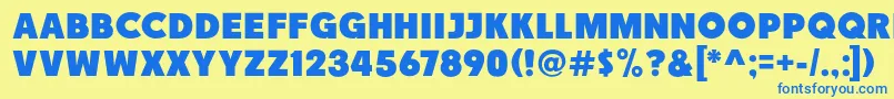 Fonte Race1BranntNcv – fontes azuis em um fundo amarelo