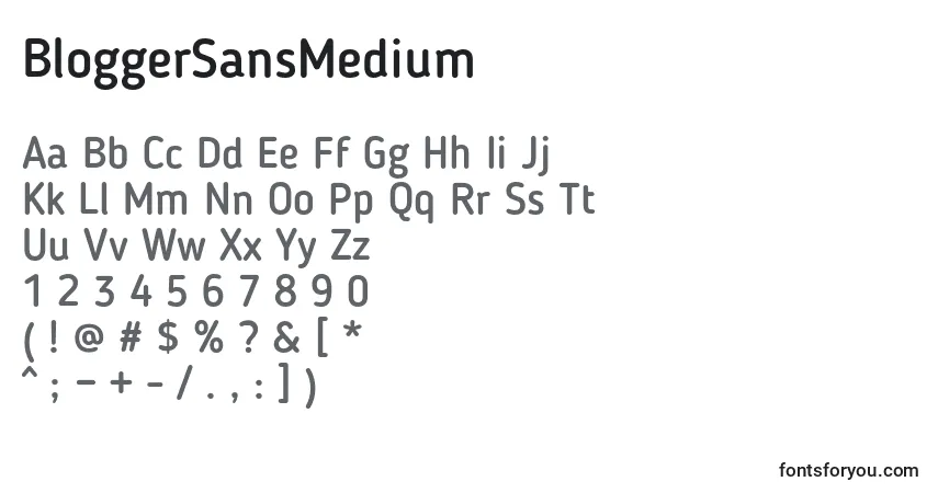 Шрифт BloggerSansMedium – алфавит, цифры, специальные символы
