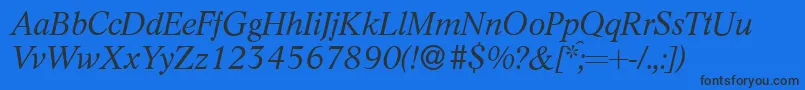 Czcionka L730RomanItalic – czarne czcionki na niebieskim tle