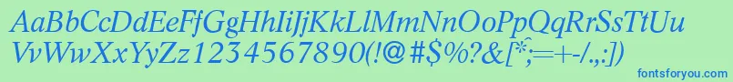L730RomanItalic-fontti – siniset fontit vihreällä taustalla