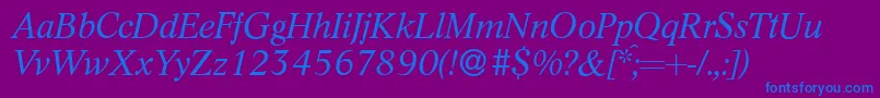Czcionka L730RomanItalic – niebieskie czcionki na fioletowym tle