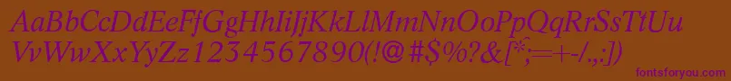 L730RomanItalic Font – Purple Fonts on Brown Background