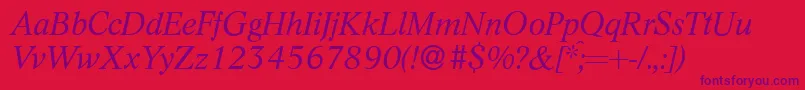 L730RomanItalic Font – Purple Fonts on Red Background