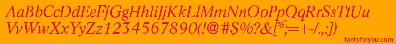 L730RomanItalic Font – Red Fonts on Orange Background