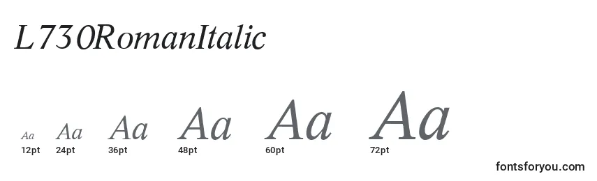 L730RomanItalic Font Sizes
