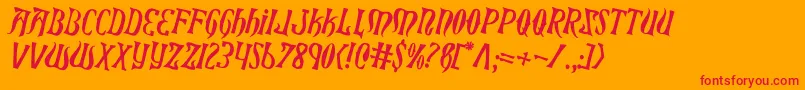 Xiphoscrot-Schriftart – Rote Schriften auf orangefarbenem Hintergrund