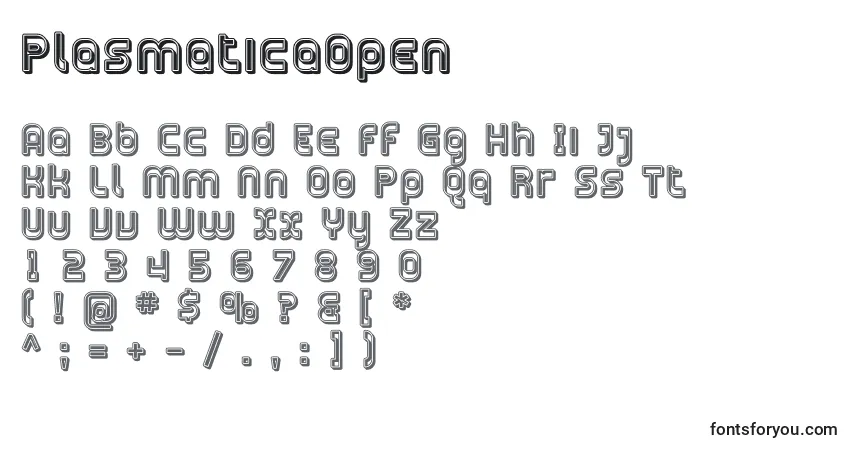 Czcionka PlasmaticaOpen – alfabet, cyfry, specjalne znaki
