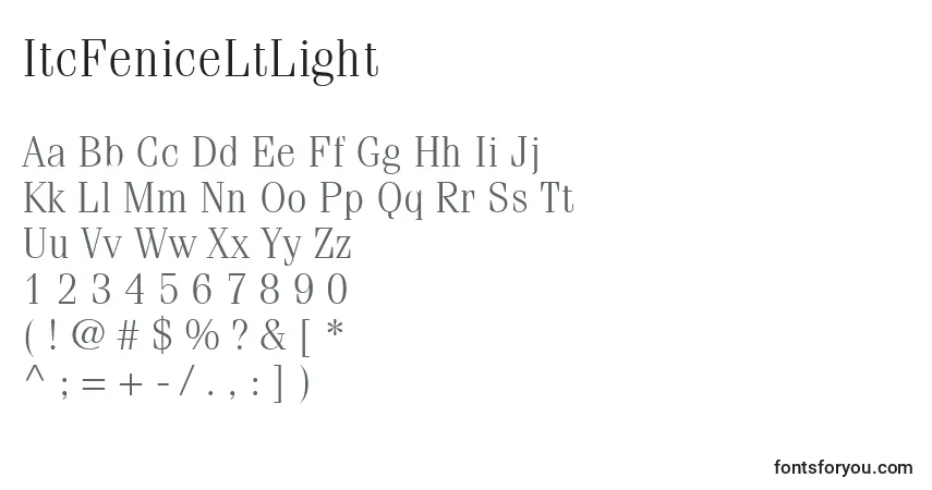 ItcFeniceLtLight-fontti – aakkoset, numerot, erikoismerkit