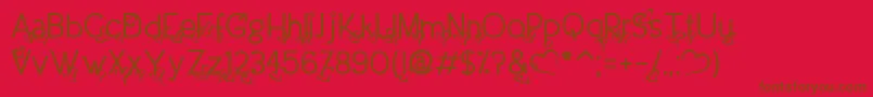 フォントDreamLoveValentineRegular – 赤い背景に茶色の文字