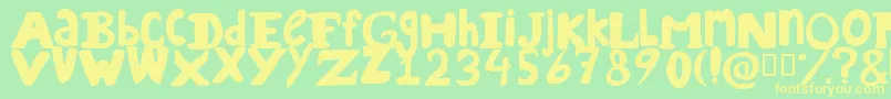 DreamdaddyRegular-fontti – keltaiset fontit vihreällä taustalla