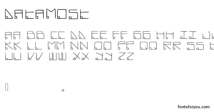 Fuente Datamost - alfabeto, números, caracteres especiales