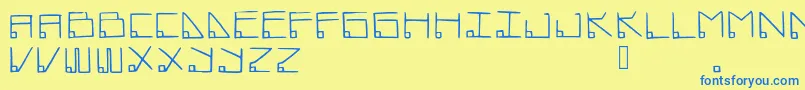 フォントDatamost – 青い文字が黄色の背景にあります。