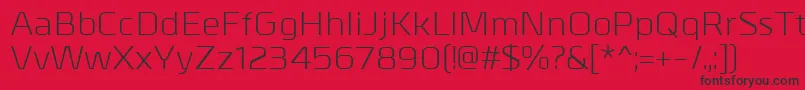MetrikRegular-Schriftart – Schwarze Schriften auf rotem Hintergrund