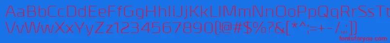 フォントMetrikRegular – 赤い文字の青い背景